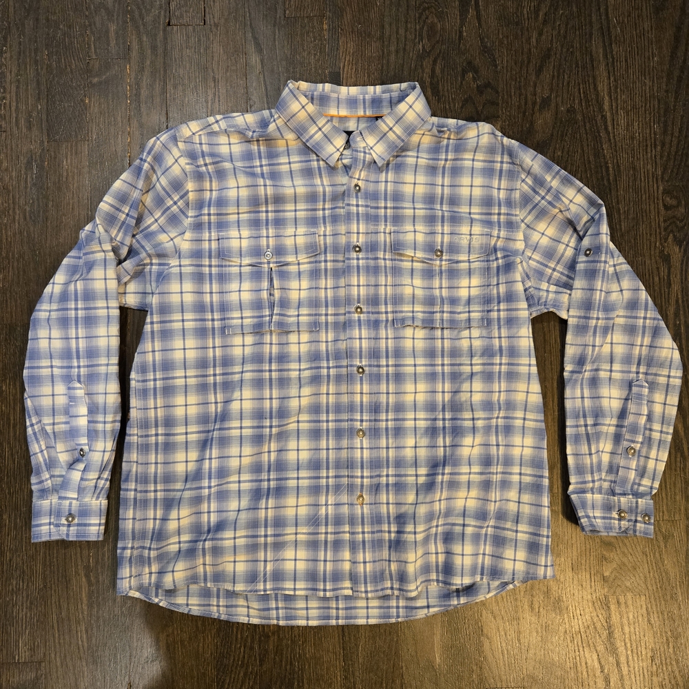 Orvis Men's Blue Plaid Casual Button Down Shirt